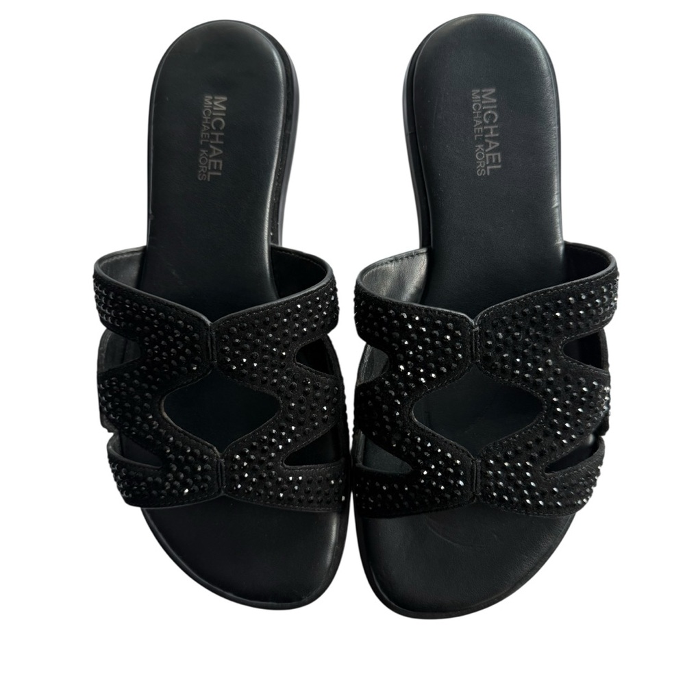 Michael Kors Black Annalee Slide On Sandals